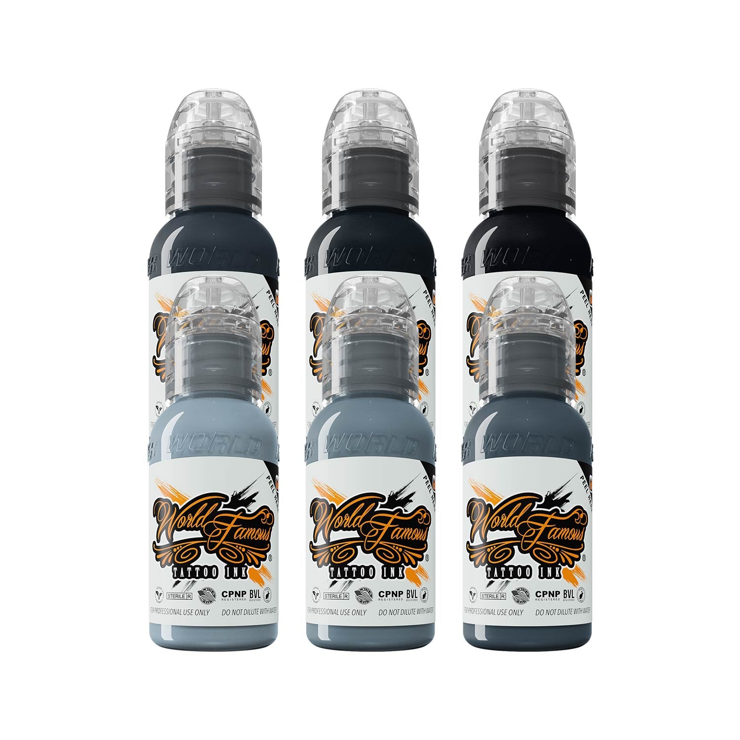 World Famous Ink- Complete Set of 6 A.D Pancho Pastel Grey Set